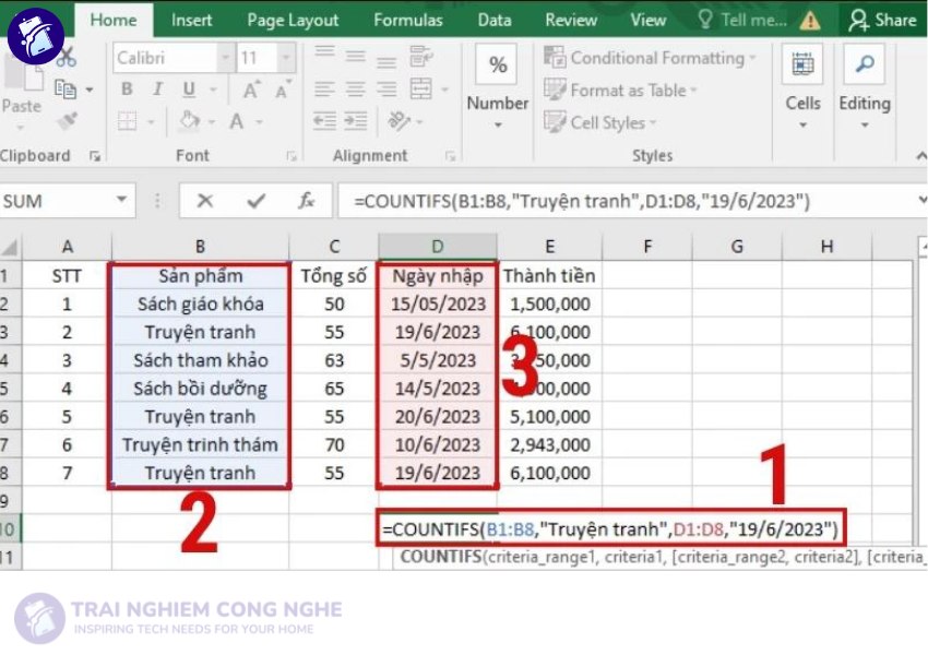 Các hàm count trong Excel